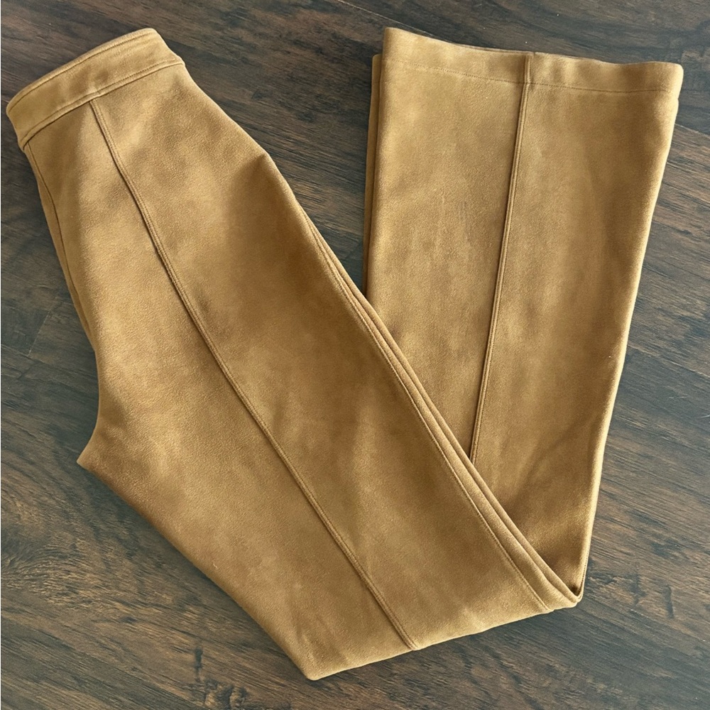 SPANX Faux Suede Flare Pants- Caramel Brown